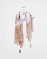 Neutral Neutral Floral Tassel Oblong Scarf