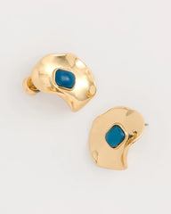 Blue Blue Resin Cab Oversized Stud Earrings