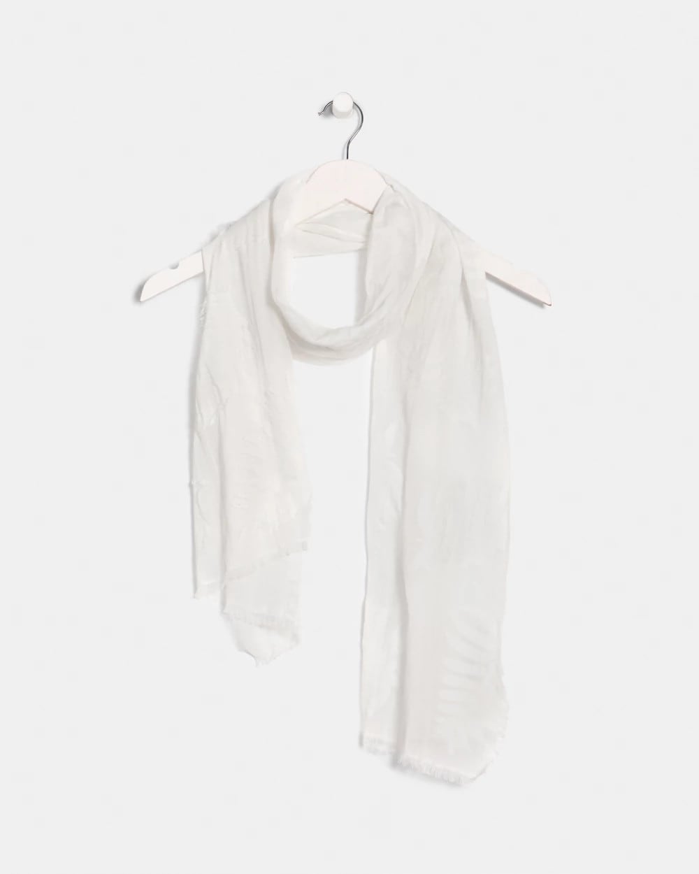 White Textured Palms Oblong Scarf