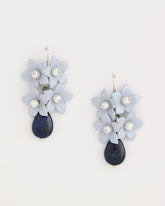 Blue Lapis Lazuli Stone Flower Earrings