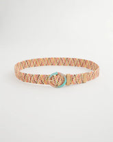 Multi Raffia Wrapped Multi-Color Stretch Belt