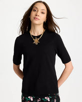 Black Ella Crewneck Pullover Sweater