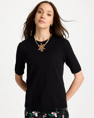 Black Ella Crewneck Pullover Sweater