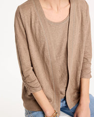 Topaz Smoke Linen Open Front Cardigan