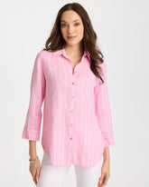 Pink Pansy No Iron™ Linen Striped Shirt