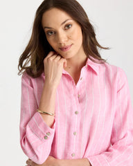Pink Pansy No Iron™ Linen Striped Shirt