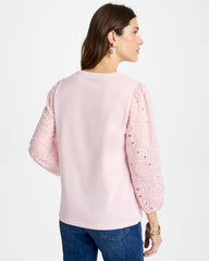 Sweet Blossom Floral Eyelet Sleeve Tee