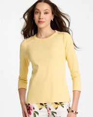 Golden Haze Ribbed Button Crewneck Tee
