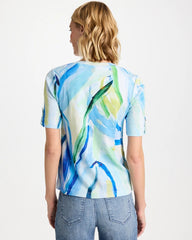 Amparo Blue Printed Pima V-Neck Tee