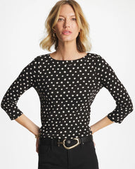 Black Polka Dot Pima 3/4 Sleeve Tee