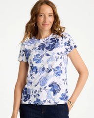 Passport Blue Jolene Cotton Stretch Cap Sleeve Tee