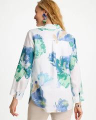 Passport Blue No Iron™ Printed Linen Shirt
