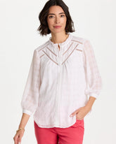 Alabaster Cutwork Trim Chiffon Blouse