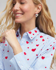 Tidal Blue V-Day Striped Poplin Shirt