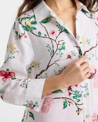 Hot Honeysuckle No Iron™ Kyoto Bloom Linen Shirt