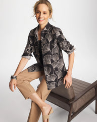 Black No Iron™ Stretch Ginkgo Glory Shirt