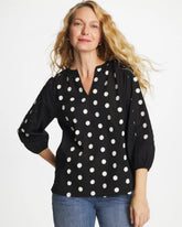 Black Textured Polka Dot Blouse