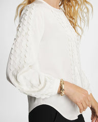 Ecru Laser Cut Crinkle Blouse