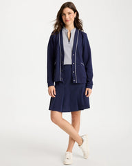 Passport Blue Zenergy® Soft Pique Button-Down Cardigan