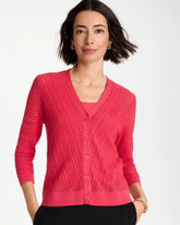 Hot Honeysuckle Stitchy V-Neck Cardigan