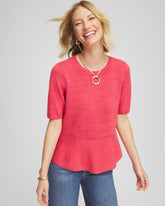 Folkloric Red Pullover Peplum Sweater