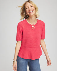 Folkloric Red Pullover Peplum Sweater