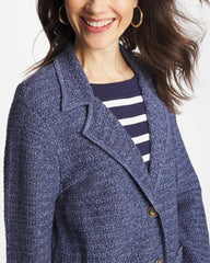 Medium Denim Denim Inspired Textured Cardigan