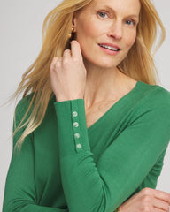 Jardin Green Ella V-Neck Pullover Sweater