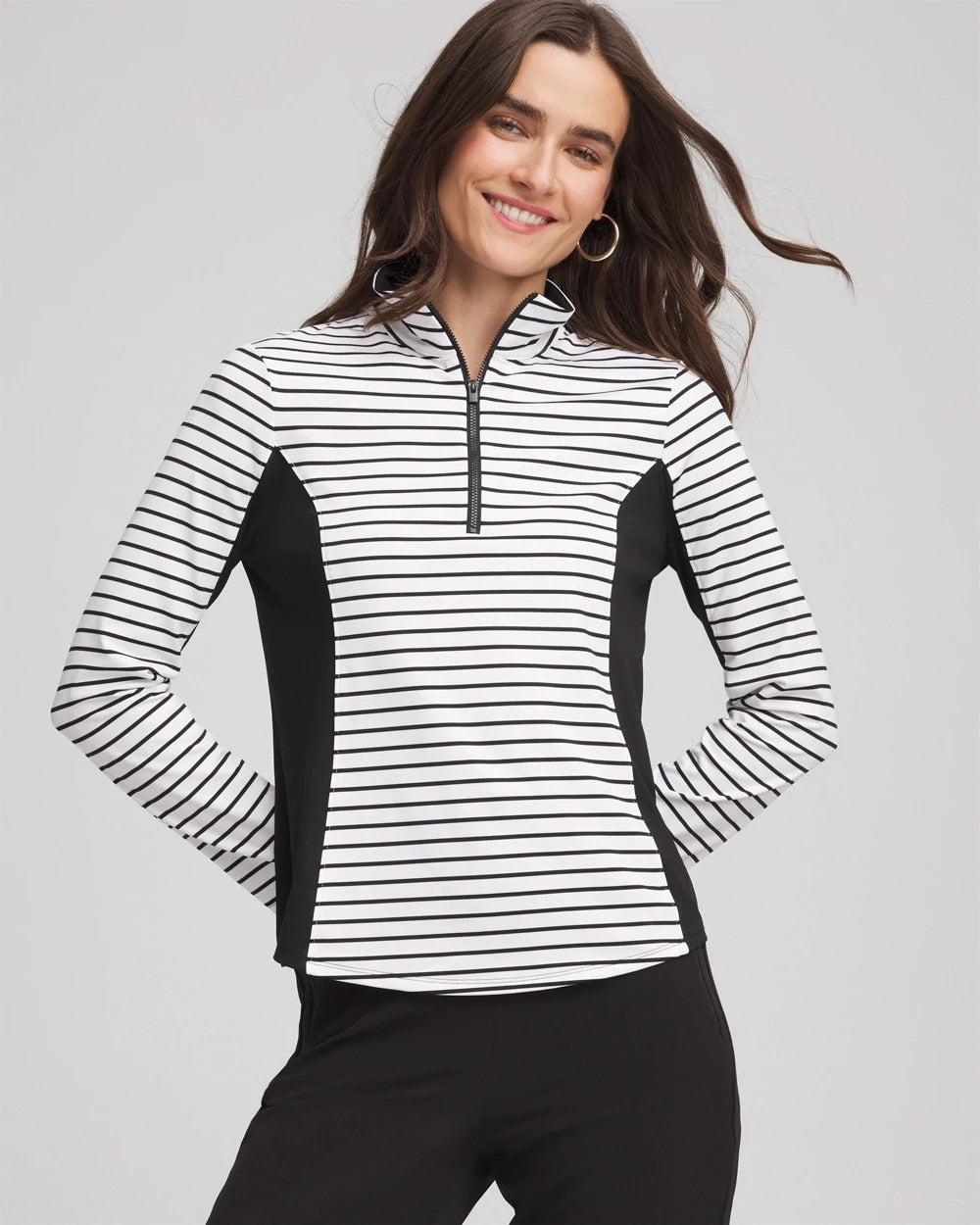 Black Zenergy® UPF Striped Block Half Zip