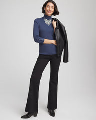 Indigo Sky Ella Button Cuff Turtleneck Sweater
