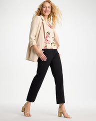 Black High Hem Straight Crop Pants