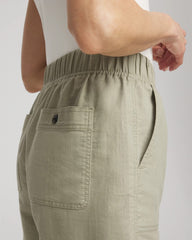 Washed Sage Cotton-Linen Pull-On Utility Shorts