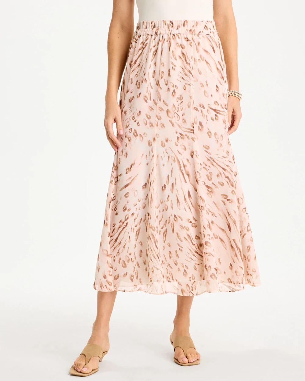 Sweet Blossom Cheetah Pull-On Godet Skirt