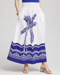 Alabaster Tropical Smocked Waist Pull-On Skirt