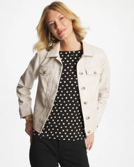 White Truffle Faux Leather Trucker Jacket