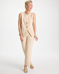 Pale Sand Split Hem Crepe Vest