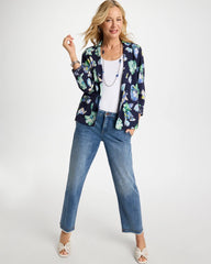 Passport Blue Printed Slub Knit Blazer