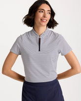 Passport Blue Zenergy® UPF Ruffle Striped Half Zip