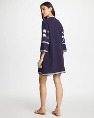 Passport Blue Woven Embroidered Swim Cover-Up