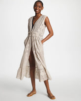 Smokey Taupe Woven Eyelet Swim Cover-Up Dress