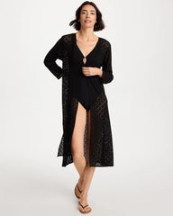Black Long Knit Swim Cover-Up