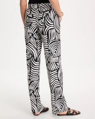 Alabaster Geo Pull-On Wide-Leg Linen Pants