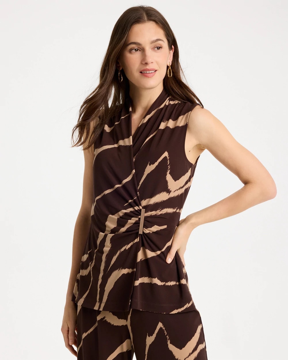 Cocoa Bean Travelers™ Zebra Knit Wrap Top