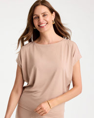 Mocha Mousse Travelers™ Palm Embossed Knit Top
