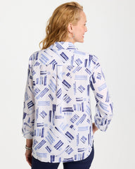 Amparo Blue No Iron™ Printed Linen Shirt