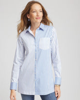 Tidal Blue No Iron™ Stripe Mix Tunic