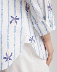 Blue Casa No Iron™ Palm Striped Sateen Shirt