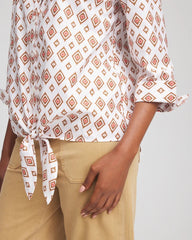 Siesta Rose No Iron™ Tie-Front Geo-Print Shirt