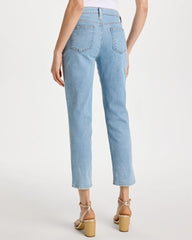 Indigo Girlfriend Ticking Stripe Crop Jeans