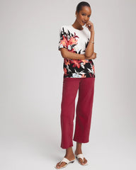 Russet Red Girlfriend Wide-Leg Crop Jean